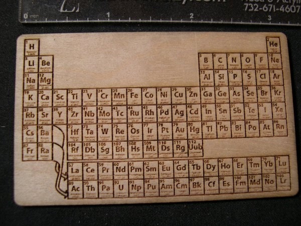 Pocket Periodic Table - Laser Engraved Wood
