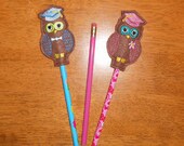 Pencil topper Graduation Owl  party favor, preschool, Kindergarten