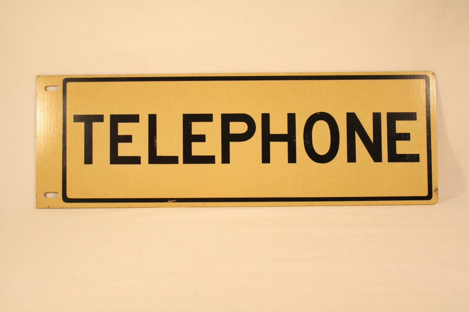 TELEPHONE Sign - Large - Double Sided - Heavy - White or Cream - Black Letters - Reflective