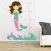 Mermaid Ocean Wall Decal Growth Chart - Children's Girl Bedroom Nursery Vinyl Wall Art Sticker - Ocean Waves, Fish, Seahorse - CC109