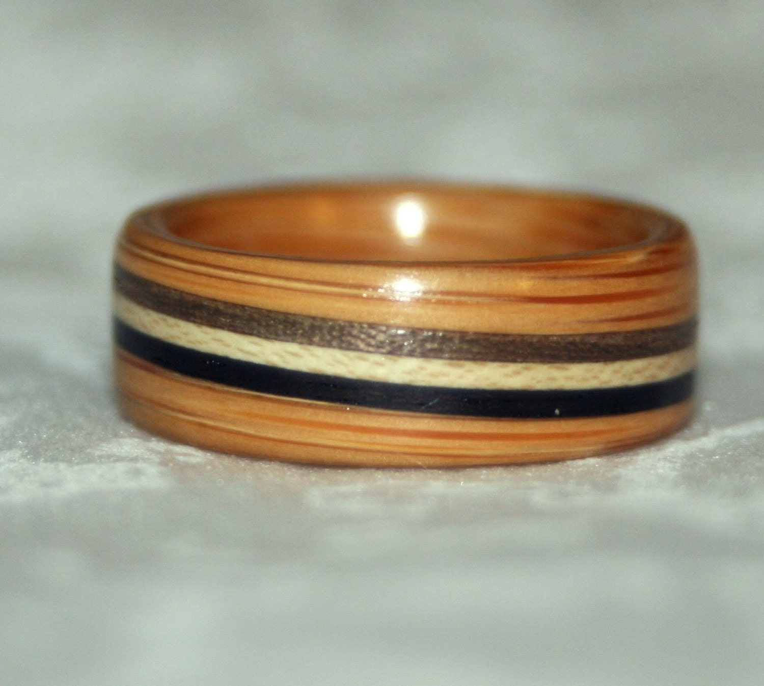 Wooden Ring with Diagonal Inlay/s (Bent Wood Method)