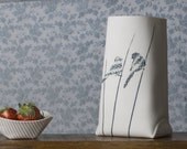 P-Sack. Large Porcelain Vase with Black Birds. Contemporary Handmade Ceramic vessel. Design by Wapa Studio