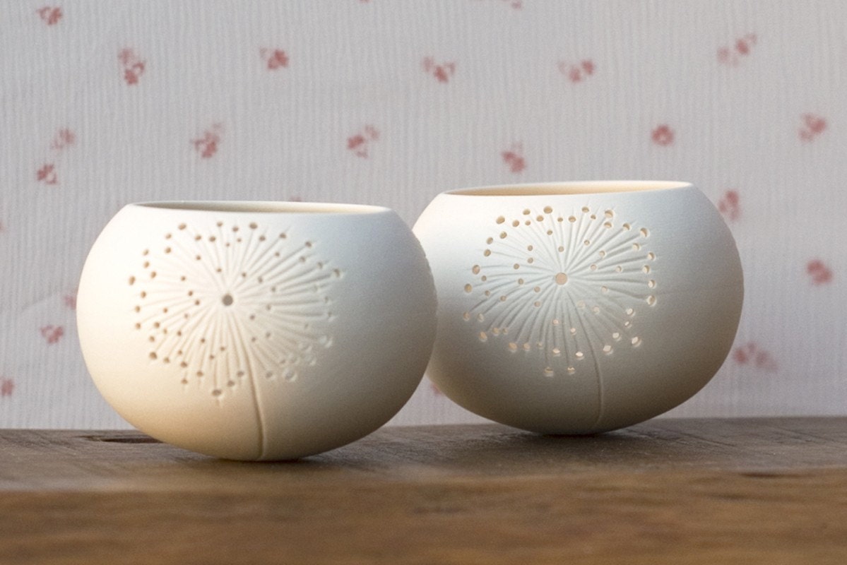 Porcelain Tea light Delight. Candle holder N.5. Dandelion votive lighting. Design by Wapa Studio. - wapa
