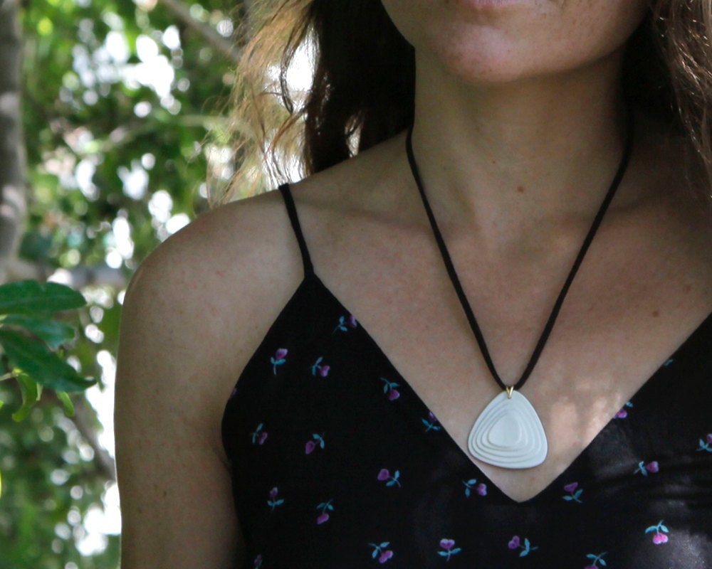 Dune - Porcelain & Suede Topography Necklace. Designed and crafted by Wapa Studio.