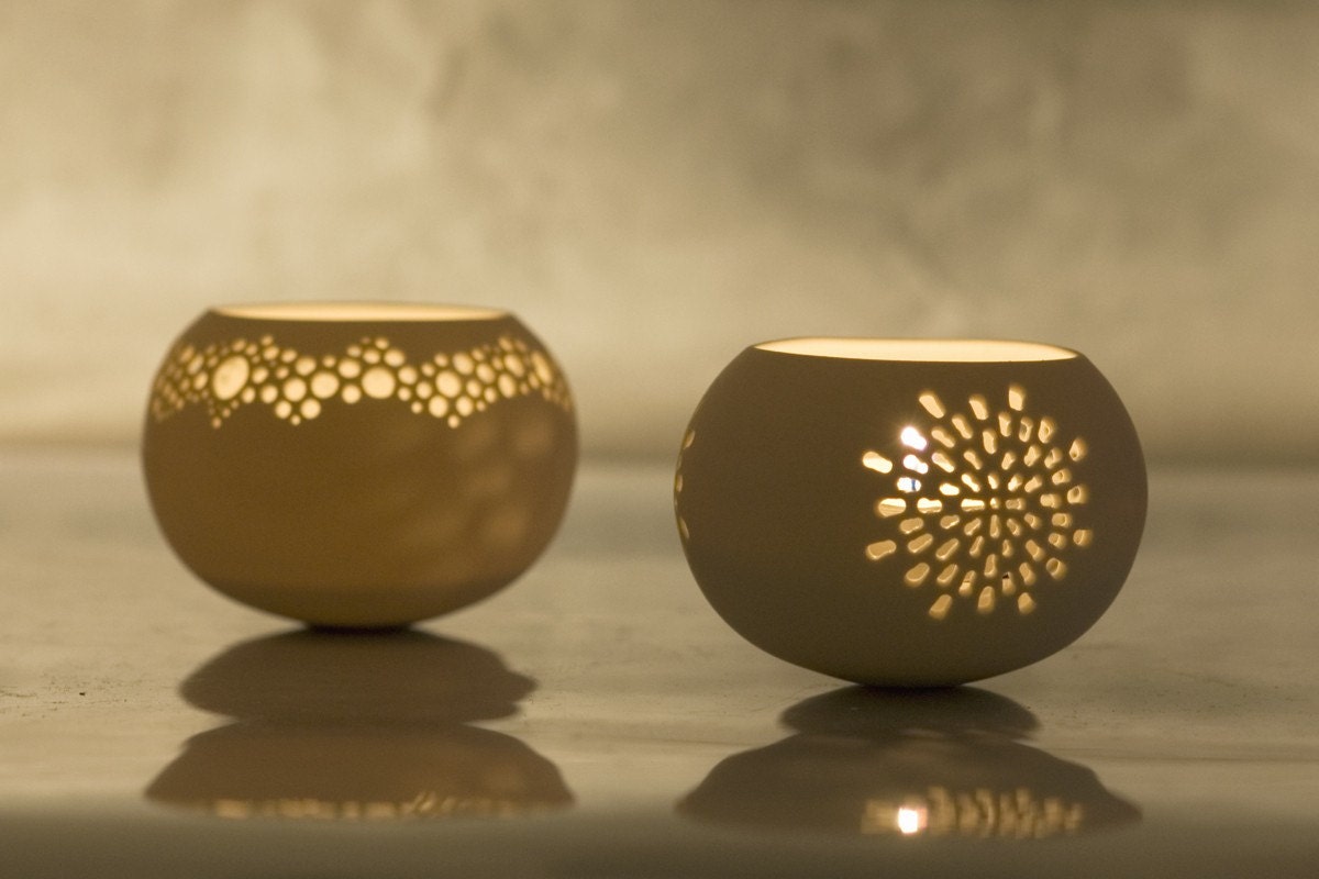Two Porcelain Tea light Delight Candle holders. of your choice. Design by Wapa Studio. - wapa