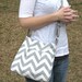 the Pleated bag Small . Chevron . Design Your Own. or Gray and White . crossbody . purse . small tote . adjustable strap .