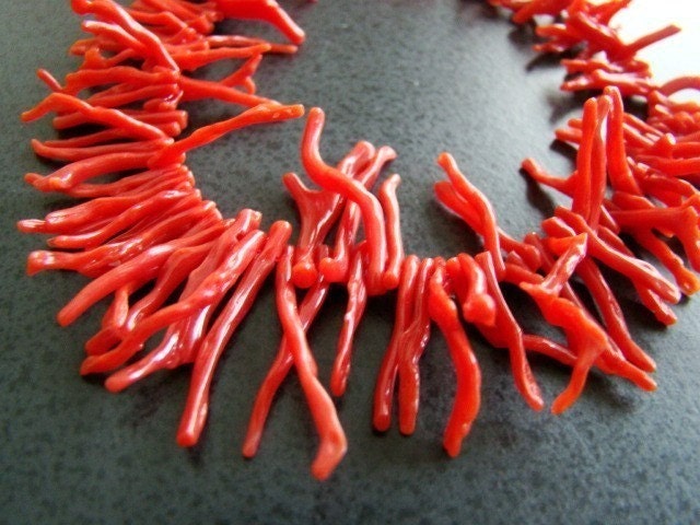 1/2 STRAND---All Natural-- Designer Red Coral Branches