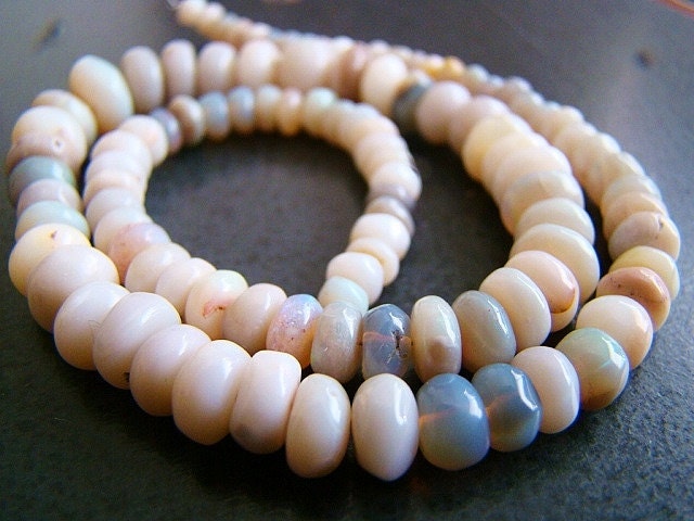 1/2 STRAND----Austrailian White Opal Smooth Rondelles