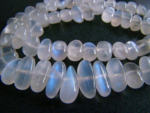 4 Inches--- Extreme Blue Fire Ceylon Moonstone Center Drilled Oval Nuggets