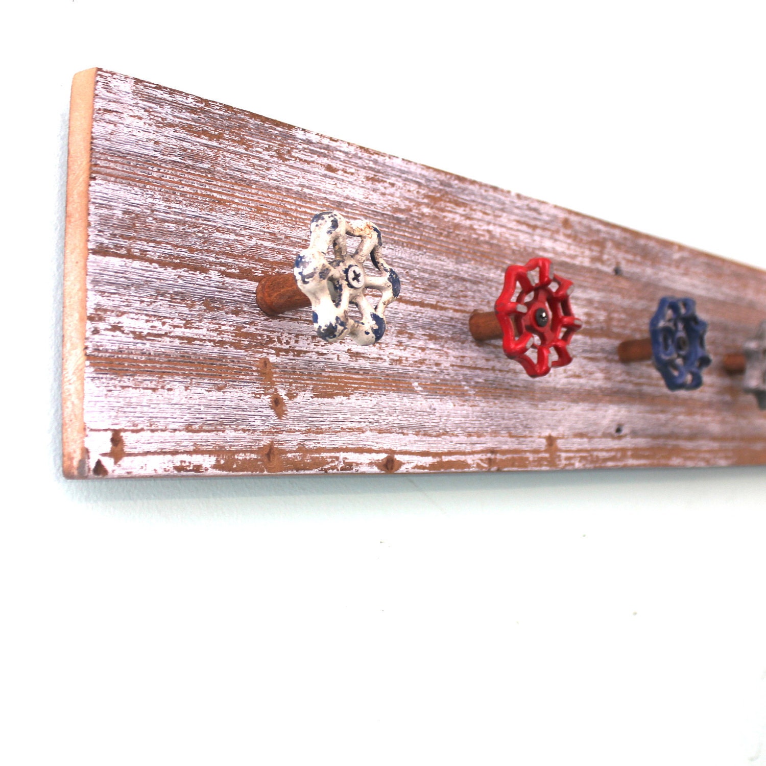 Red, White and Blue garden faucet handle Display Rack