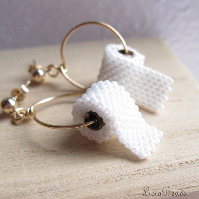 Toilet Paper earrings on gold, post earrings, allow 2-3 weeks before shipping