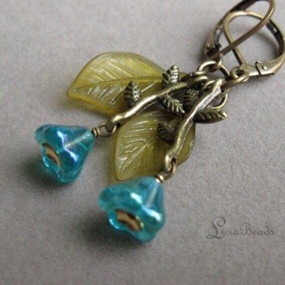 Blueberry Vine -  vintage style floral earrings
