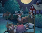 Art Print Sleep, painting forest,Dreams surreal