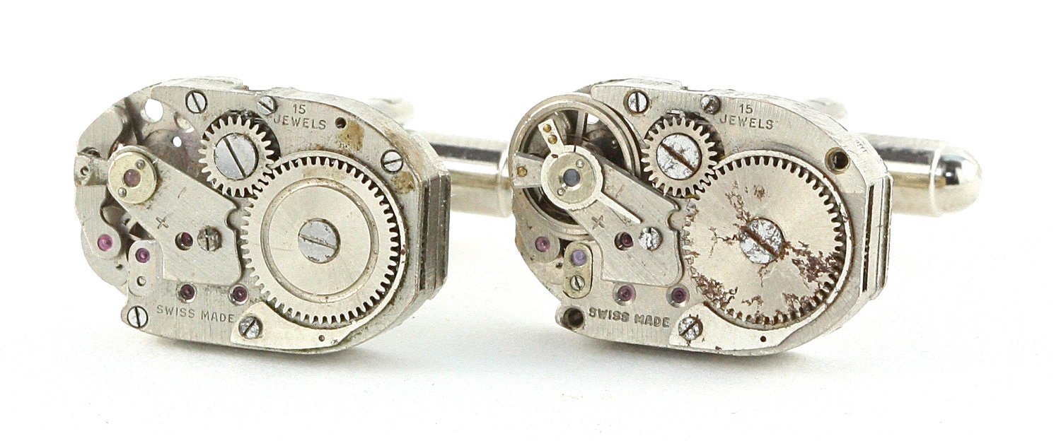 Steampunk Handmade Cufflinks with Free Cuff Link Box