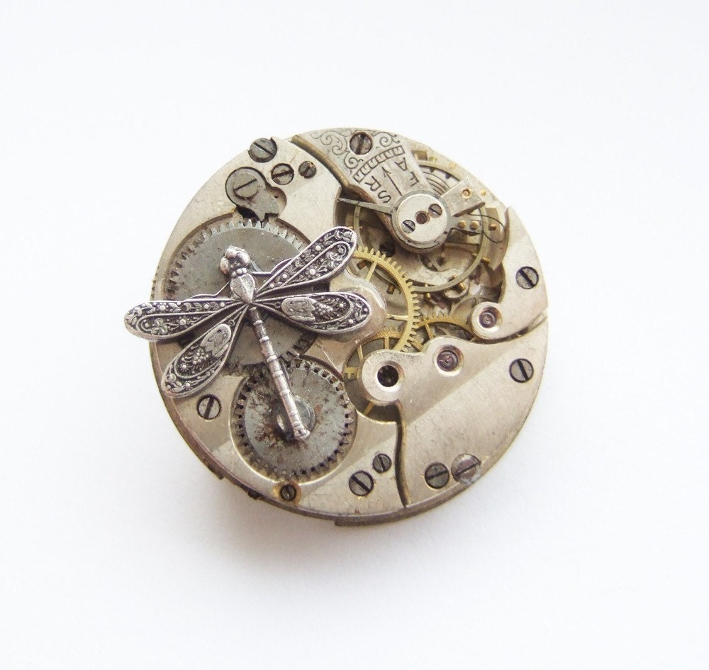 And the dragonfly settles for a time, steampunk brooch