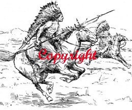 Indians on the warpath new mounted rubber stamp