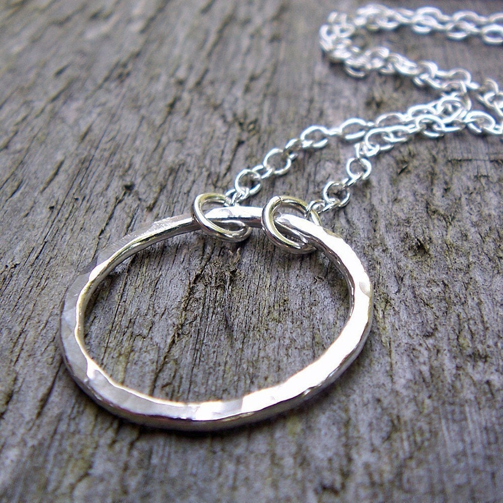 Hammered Silver Circle Necklace - Fine Silver, Sterling Silver, Circle Pendant, Infinity, Modern, Classic, Metalwork
