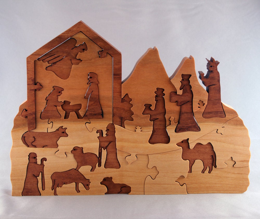 Reserved for Shaina Purves, Nativity Advent Calendar, wooden puzzle