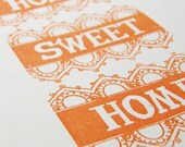 Home Sweet Home Sampler Screenprint (Gocco), orange - Open Edition