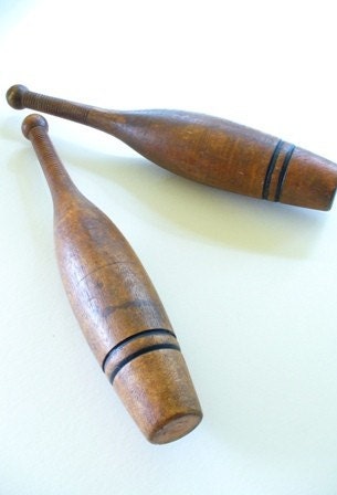 Antique Vintage Indian Clubs Juggling Pins by BirdinHandVTG