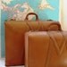 FREE SHIPPING Vintage Leather Luggage, Pristine Inside