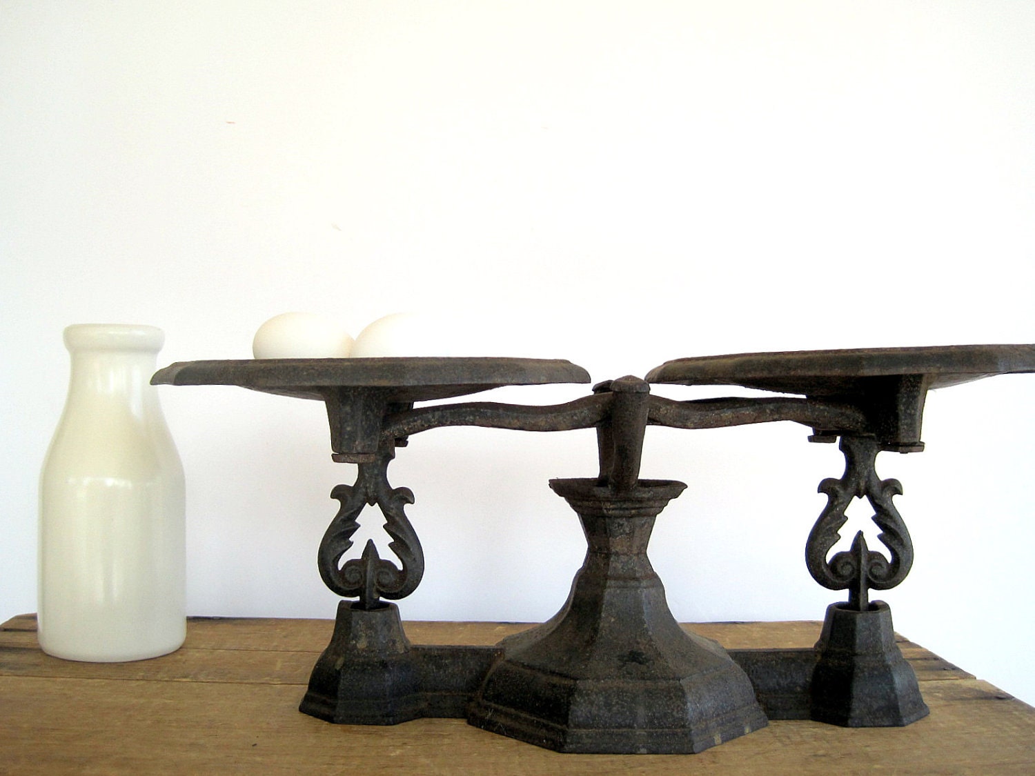 SALE Antique Cast Iron Balance Scales / Industrial Home Decor