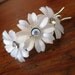 Vintage White Flower and Rhinstone Hair Barette Clip