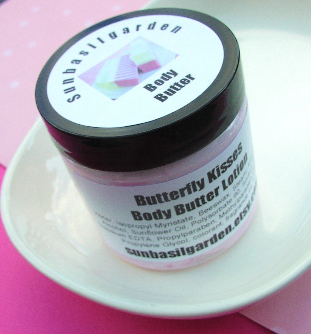 Whipped Body Butter - Butterfly Kisses - Body Butter Lotion - 4.5 oz - Pink  - Great Gift for Mom - Body Butter