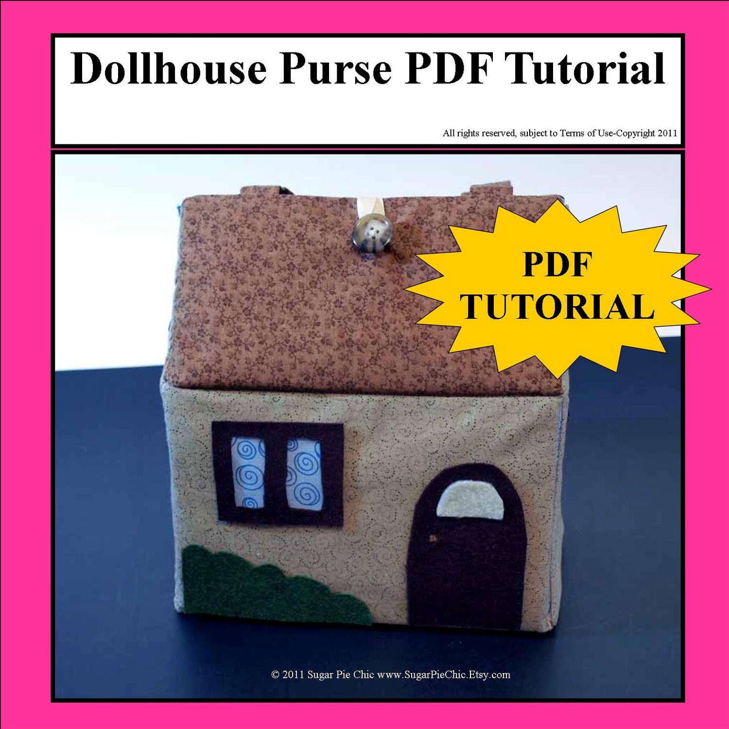 Fabric Dollhouse Purse PDF Tutorial - Instant Digital Download Pattern