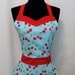 RETRO VINTAGE APRON - Sweetheart Vintage Chic Apron - Aqua Cherries