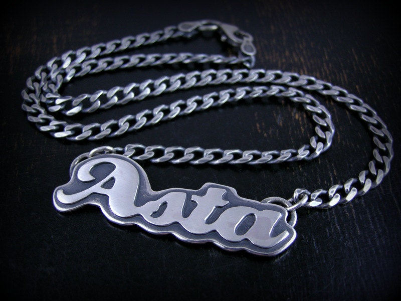 RESERVED LISTING heavy duty name pendant sterling silver