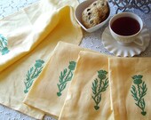 Thora - set of three linen napkins and tea towel with scottish thistle silk-screen design