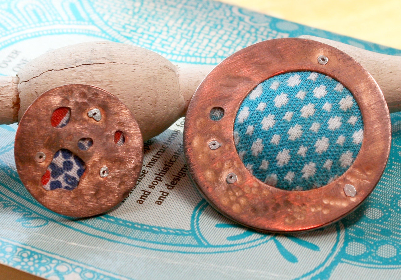 Handcut Copper w Vintage Fabric