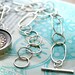 Spirograph Mother of Pearl Button Set in Sterling Silver w Sterling Handmade Chain