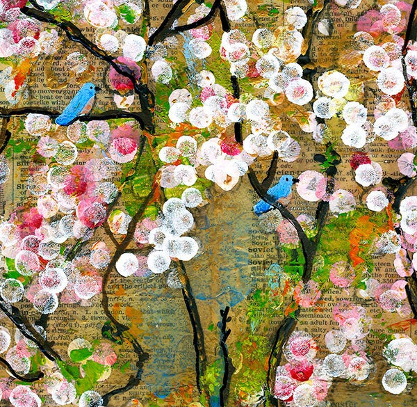 Tree Print Art Birds Words Dictionary 8X10 Spring Trends