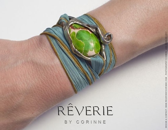 Green Jasper Wrap Bracelet