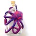Miniature Upcycled Corked Glass Jar With Hand Sculpted Clay Octopus Wrap in Hot Pink and Royal Blue Swirl