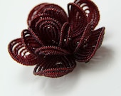 Royal Crimson French beaded flower hair clip, brides bridesmaids hair flower