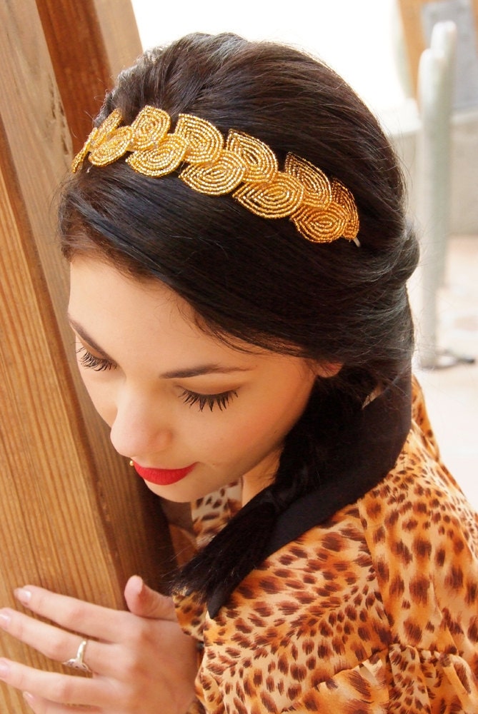 2012 MTV Movie Awards headband Athena - headband, gold leaf laurel head band, Grecian goddess inspired