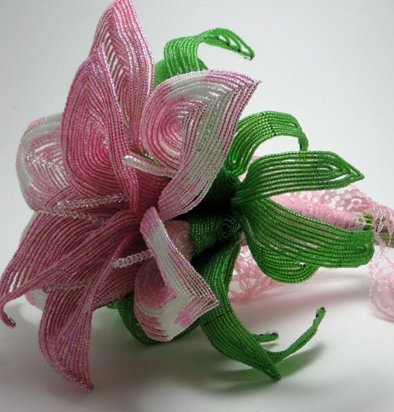May Flowers - French beaded calla lily bridal bouquet-- member of the artisan group