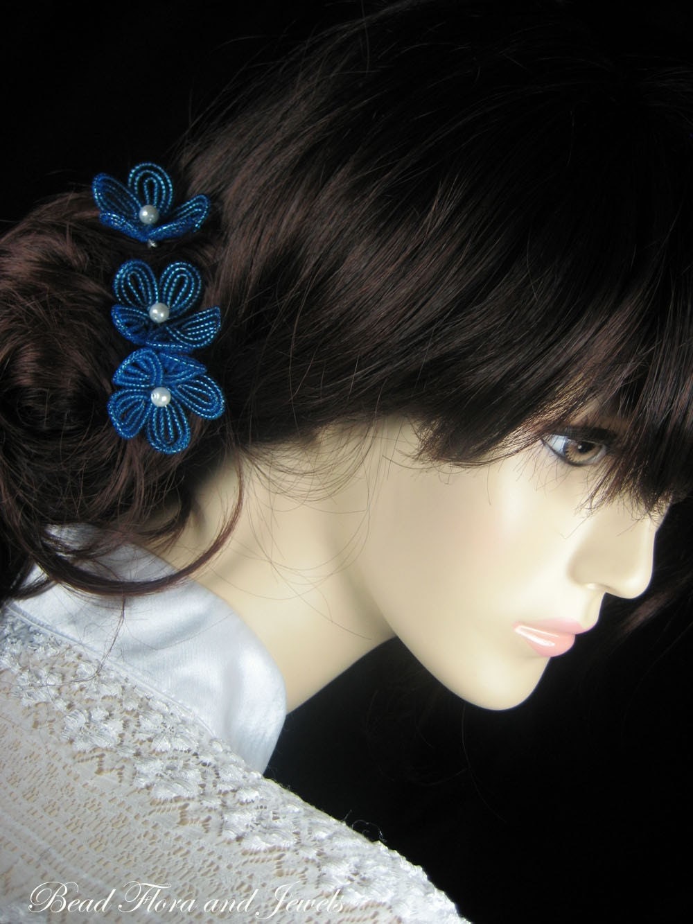 As seen on AOL's Aisle Dash-- hair pins, aqua turquoise blue flower blossom bobbies-  for brides, bridesmaids, flower girls