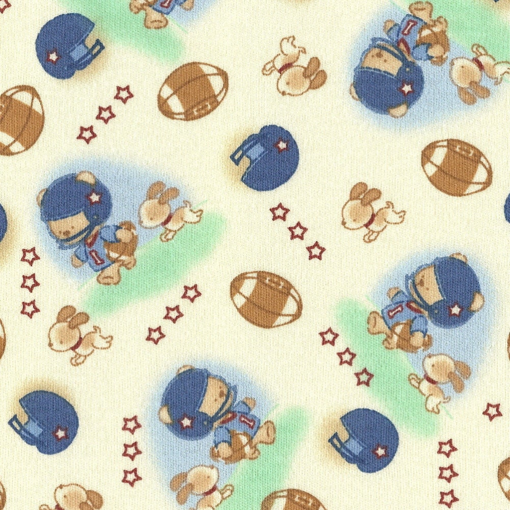 LiL FooTBaLL PaLs, Cotton Interlock Knit Fabric, FQ 18x 28 inches