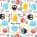 FALLFEST Ooga Booga on White, Cotton Interlock Knit Fabric, FQ 18 x 29 inches