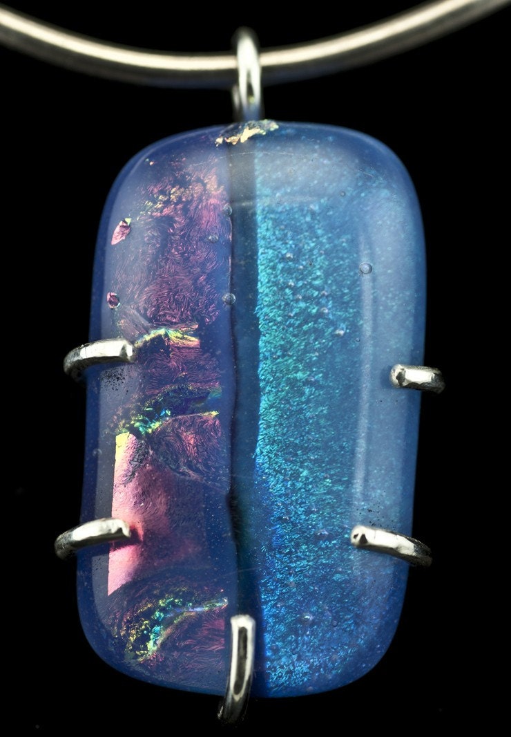 Dichroic Glass Pendant on Silver Chain
