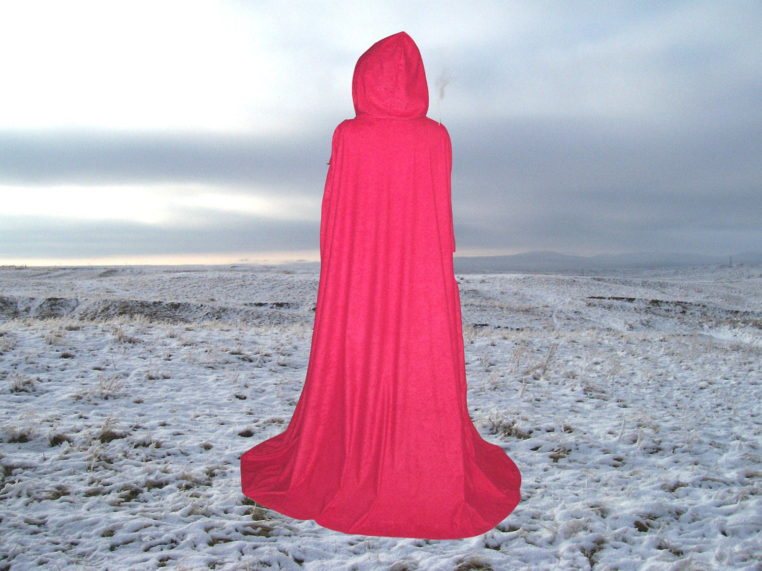 Red Cloak Cape Hooded Renaissance Medieval Camelot Prom Wedding Little Red Riding Hood