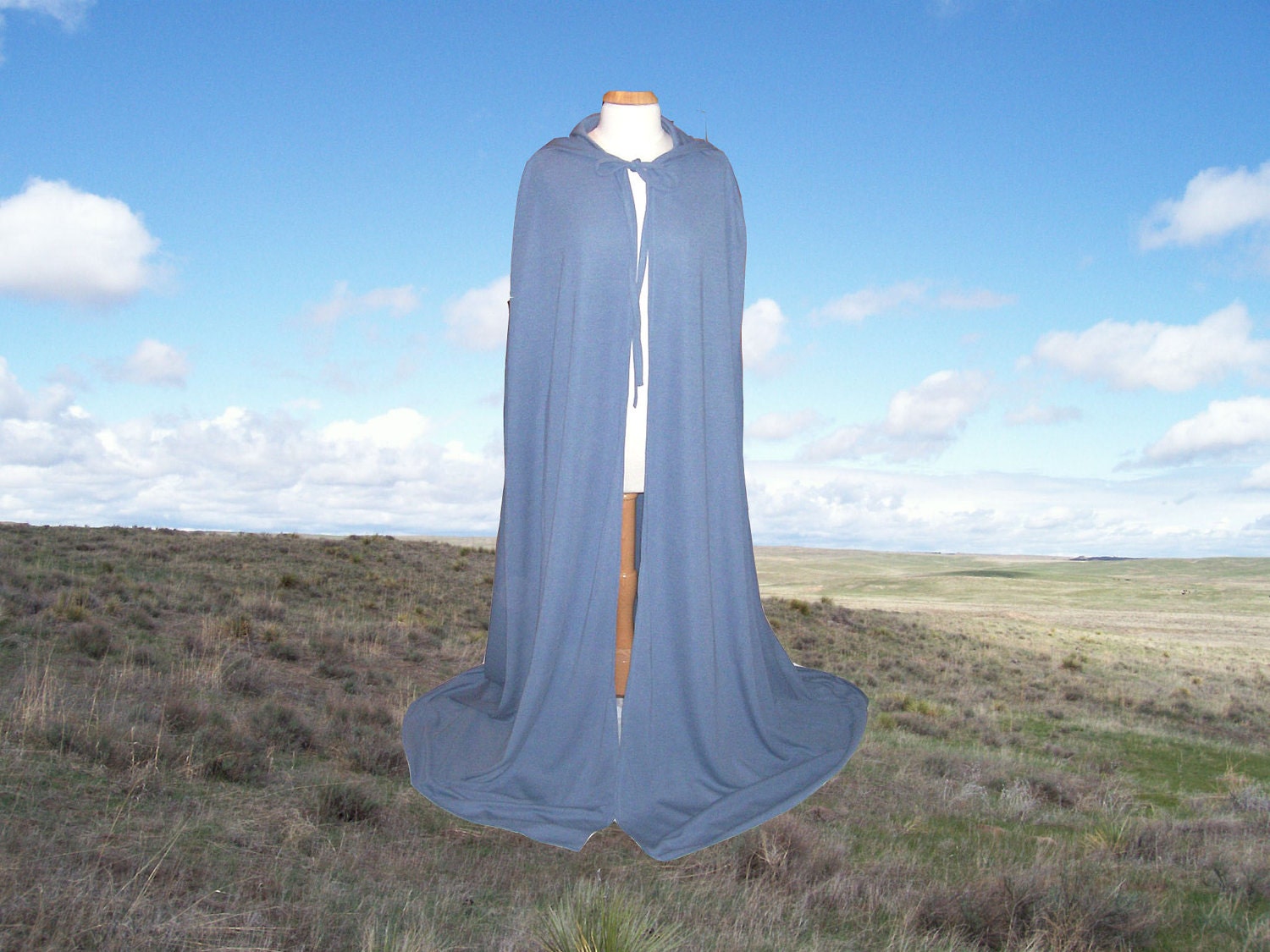 Cloak - Blue Hooded Cape - Renaissance Medieval Gothic Costume Harry Potter Halloween