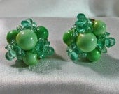 Vintage Beaded Earrings Minty Green