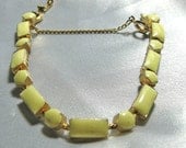 Vintage Glass Gold Bracelet Creamy Yellow