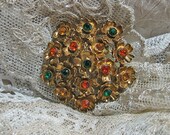 Vintage Classic Flower Rhinestone Brooch