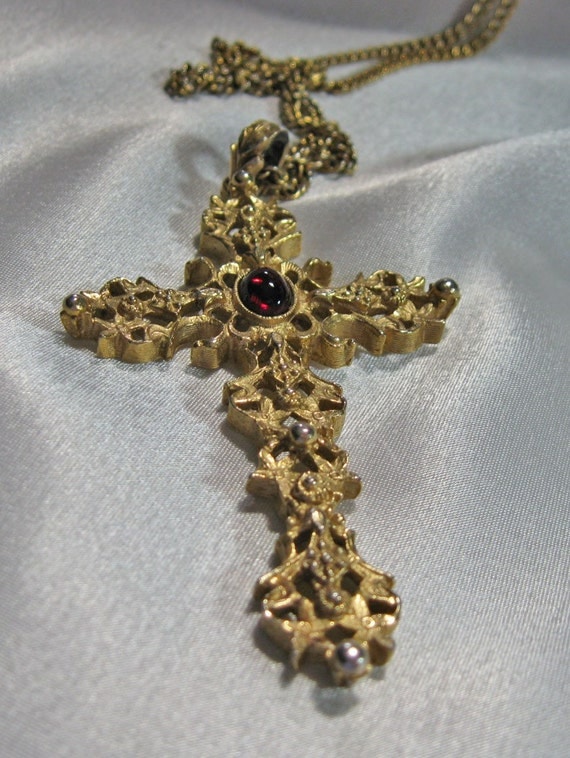 Vintage Ornate Gold Tone Cross Necklace By Theeclecticdiva On Etsy 3165